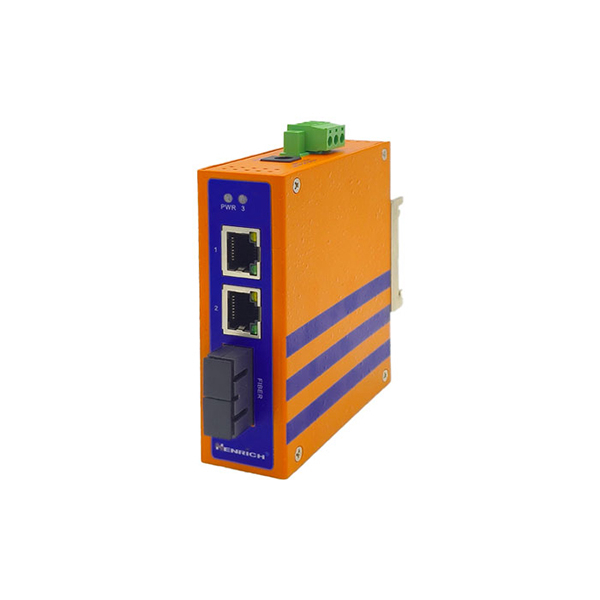 A picture of Henrich HEMC3B-X-SSC Industrial 10/100BaseT(X)-to-100BaseFX Media Converter