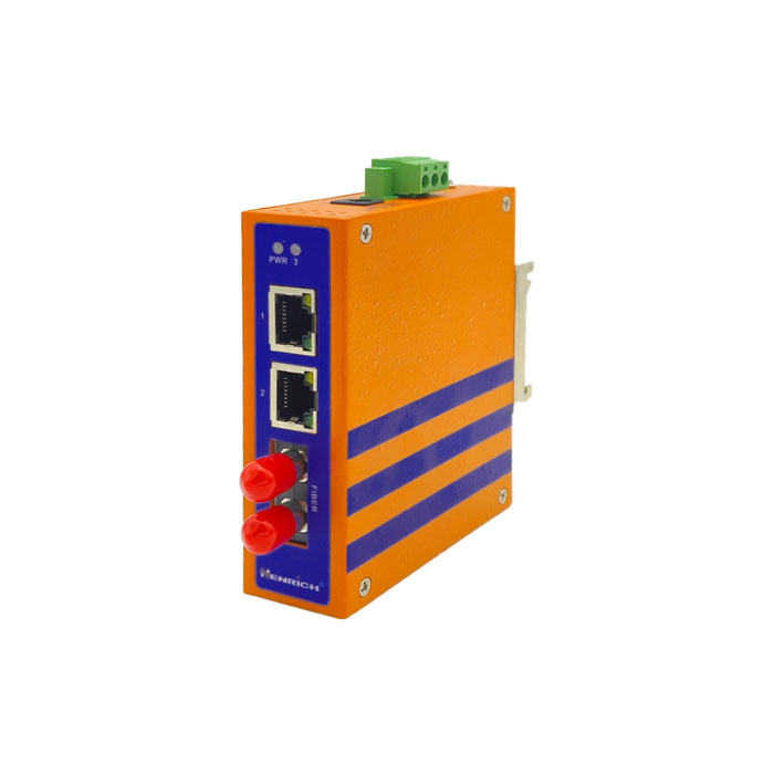 A picture of Henrich HEMC3A-X-SST Industrial 10/100BaseT(X)-to-100BaseFX Media Converter