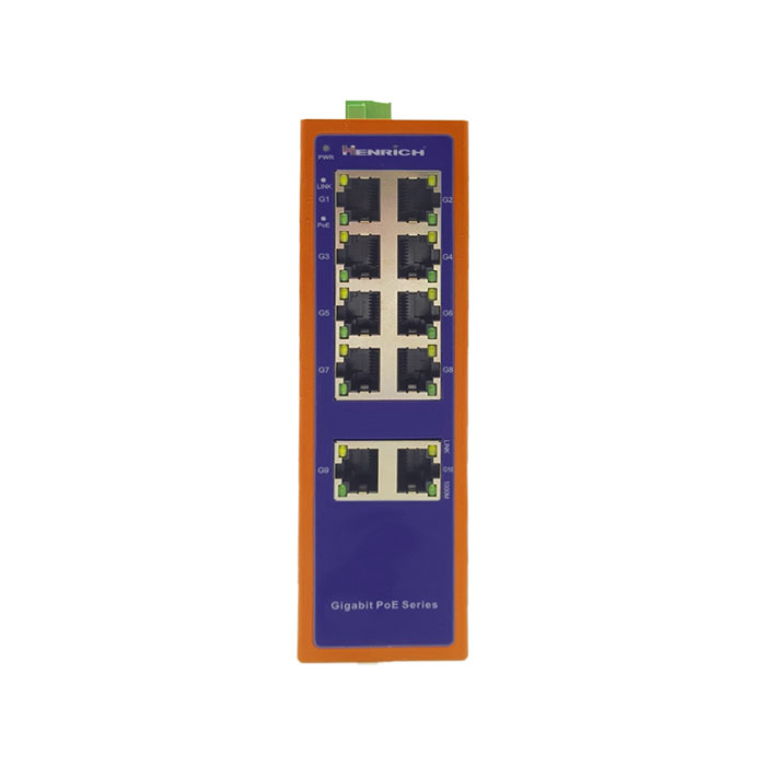 Henrich HES10GA-X-8E 10-port Full Gigabit Din-rail Unmanaged PoE Ethernet Switch 2