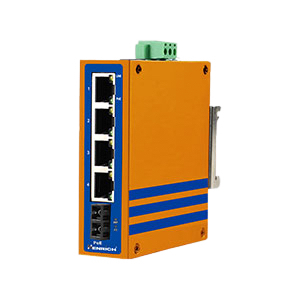 A picture of Henrich HES5B-X-4E-SC 5-port Din-rail Unmanaged PoE Ethernet Switch