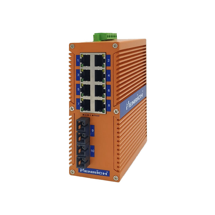A picture of Henrich HES10A-Z-2GSSC 10-port Din-rail Unmanaged Ethernet Switch