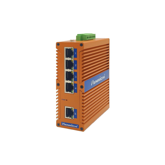 A picture of Henrich HES5GA-Z 5-port Full Gigabit Din-rail Unmanaged Ethernet Switch