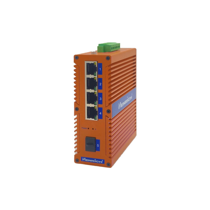 A picture of Henrich HES5GA-Z-SFP 5-port Full Gigabit Din-rail Unmanaged Ethernet Switch