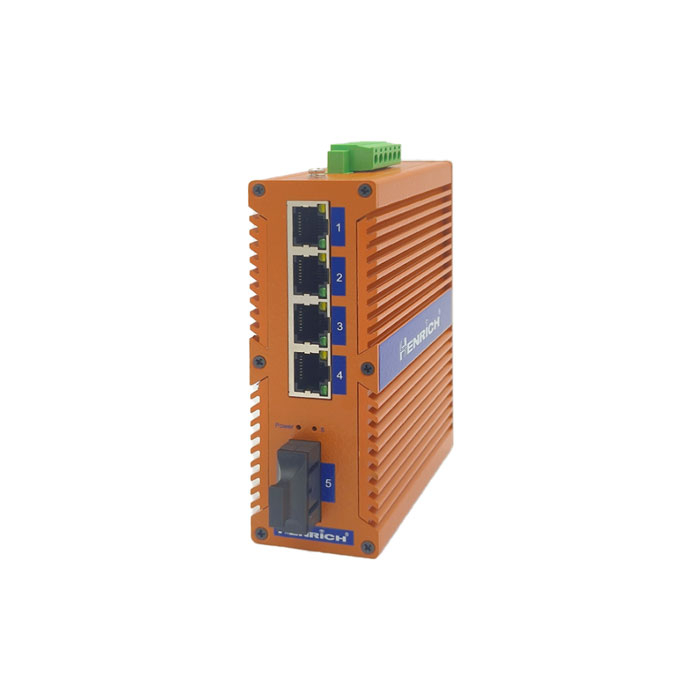 A picture of Henrich HES5GA-Z-SSC 5-port Full Gigabit Din-rail Unmanaged Ethernet Switch