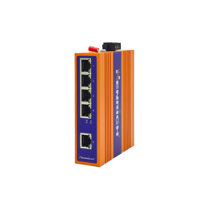 A picture of Henrich HES5GB-Y 5-port Full Gigabit Din-rail Unmanaged Ethernet Switch