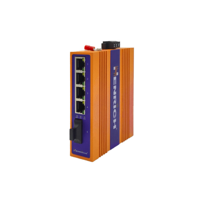 A picture of Henrich HES5B-Y-SC 5-port Din-rail Unmanaged Ethernet Switch