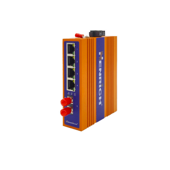 A picture of Henrich HES5B-Y-SST 5-port Din-rail Unmanaged Ethernet Switch