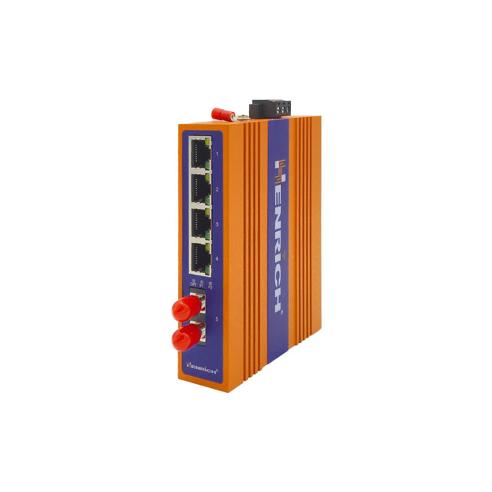 A picture of Henrich HES5B-Y-ST 5-port Din-rail Unmanaged Ethernet Switch