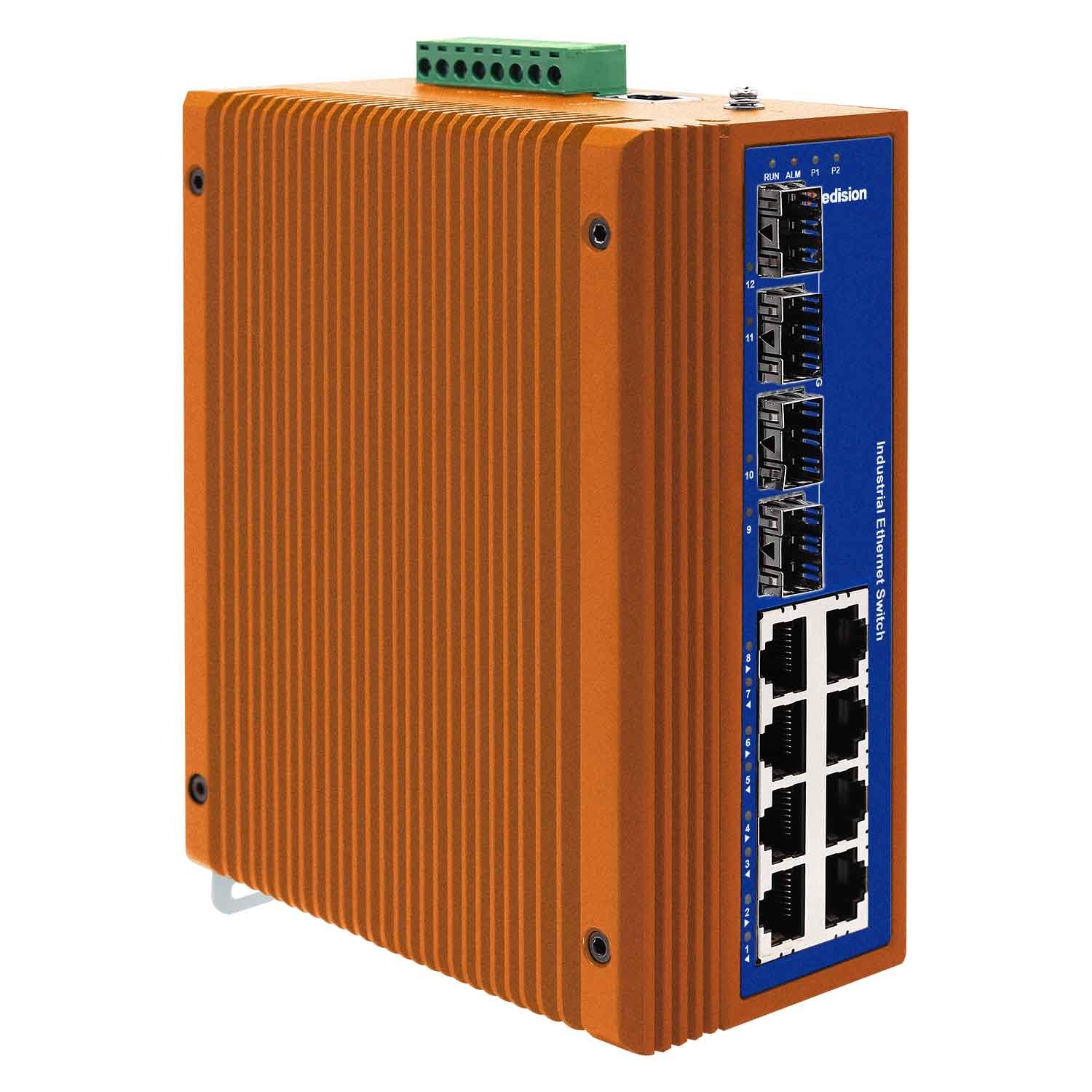 Predision HES12GLMA-T-4XGSFP 12-port (4x10Gbps/8xGbps)10 Gigabit Layer 3 Industrial Managed Ethernet Switch