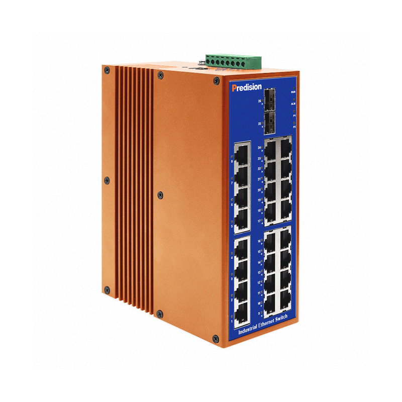 Predision HES26GMA-T-2SFP 26-port Din-rail Gigabit Full Layer 2 Industrial Managed Ethernet Switch