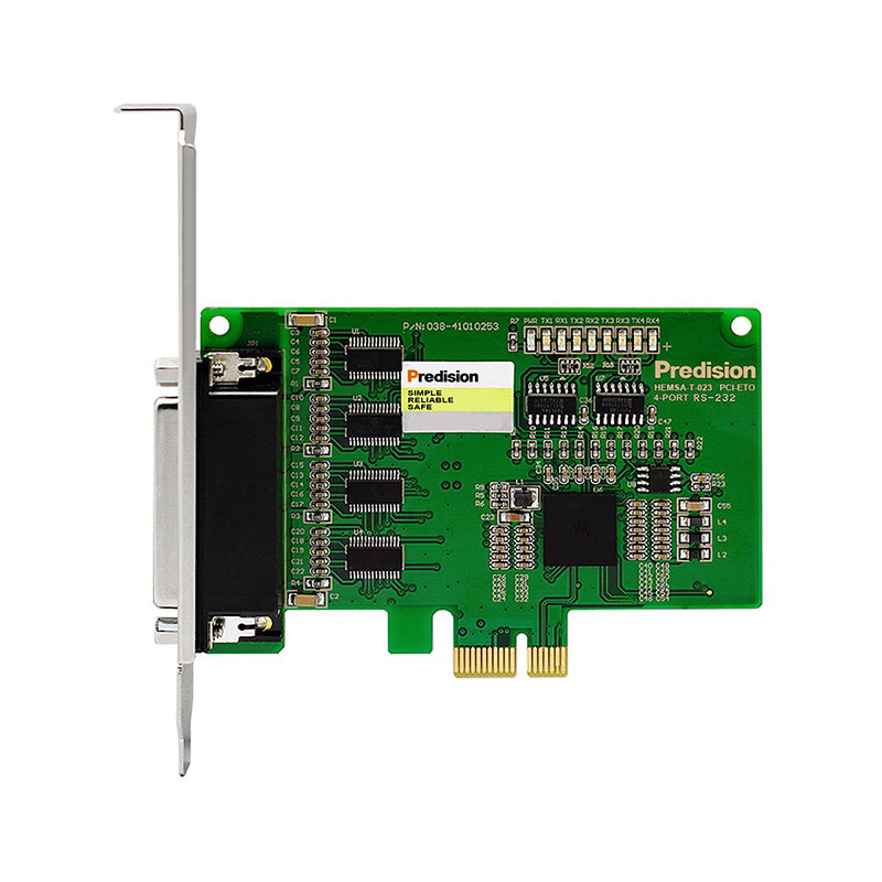 A picture of Predision HEMSA-T-023 PCI-E to 4-port RS-232 Multi-Serial Card