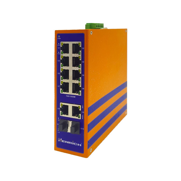 Henrich HES12GB-X-8E-2SFP 12-port Full Gigabit Din-rail Unmanaged PoE Ethernet Switch