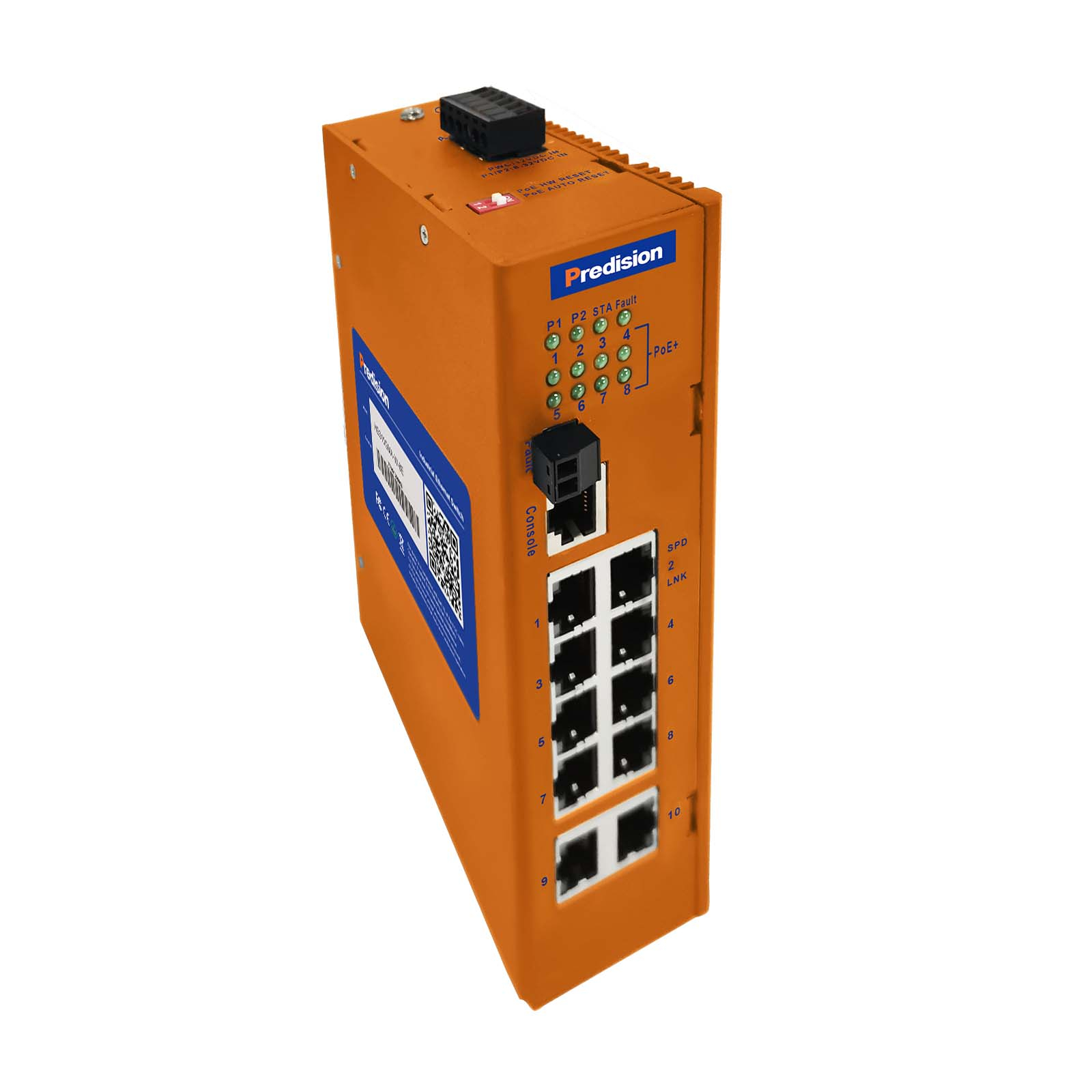 Predision HES10GMA-W-8E 10-port Din-rail Gigabit Full Layer 2 Industrial Managed PoE+ Ethernet Switch 3